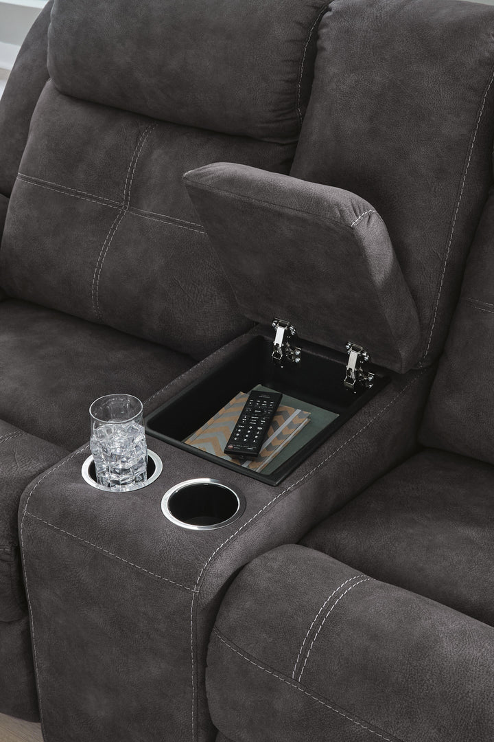 Brysonview Reclining Loveseat with Console - Dark Gray (8)