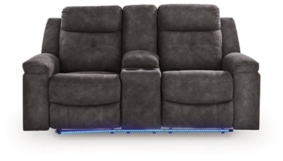 Brysonview Reclining Loveseat with Console - Dark Gray