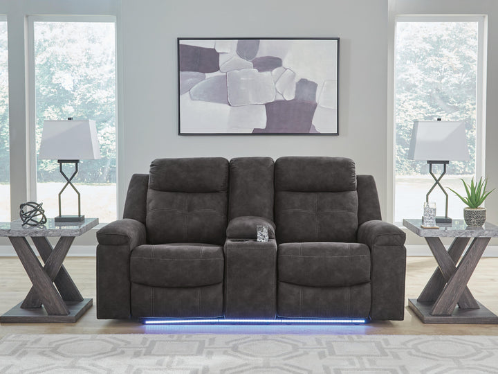 Brysonview Reclining Loveseat with Console - Dark Gray (7)