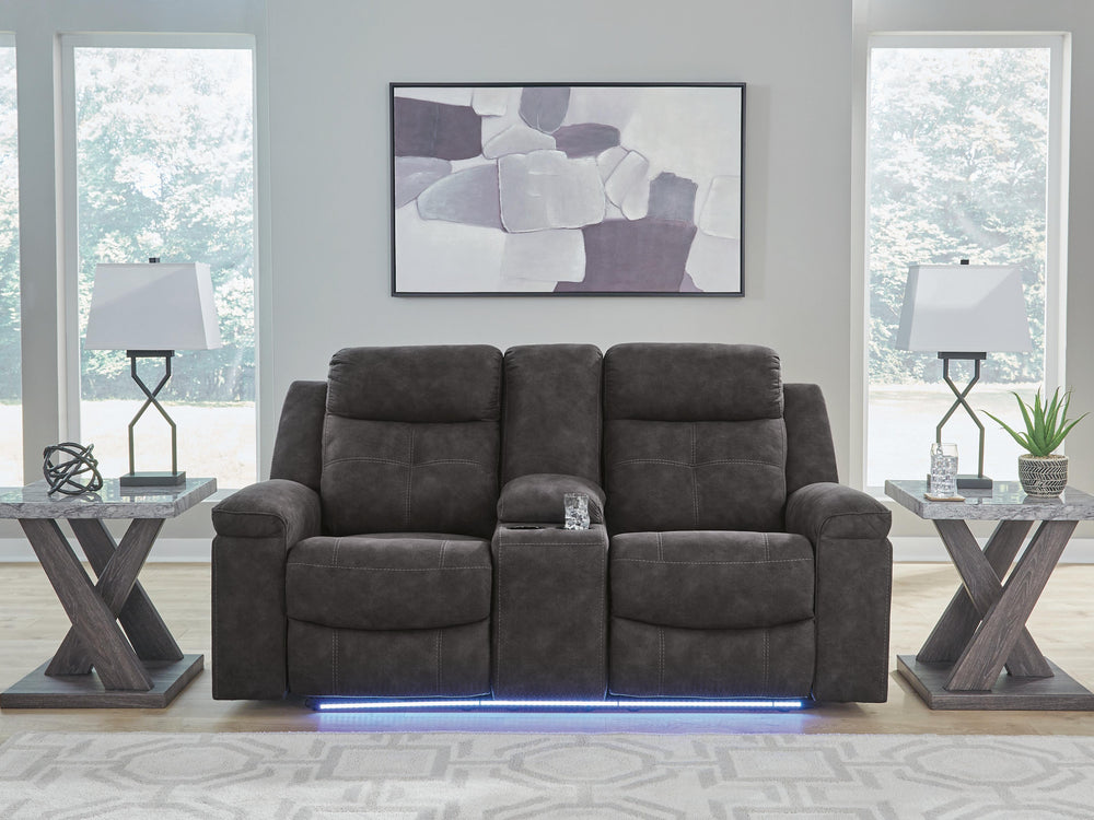 Brysonview Reclining Loveseat with Console - Dark Gray (7)