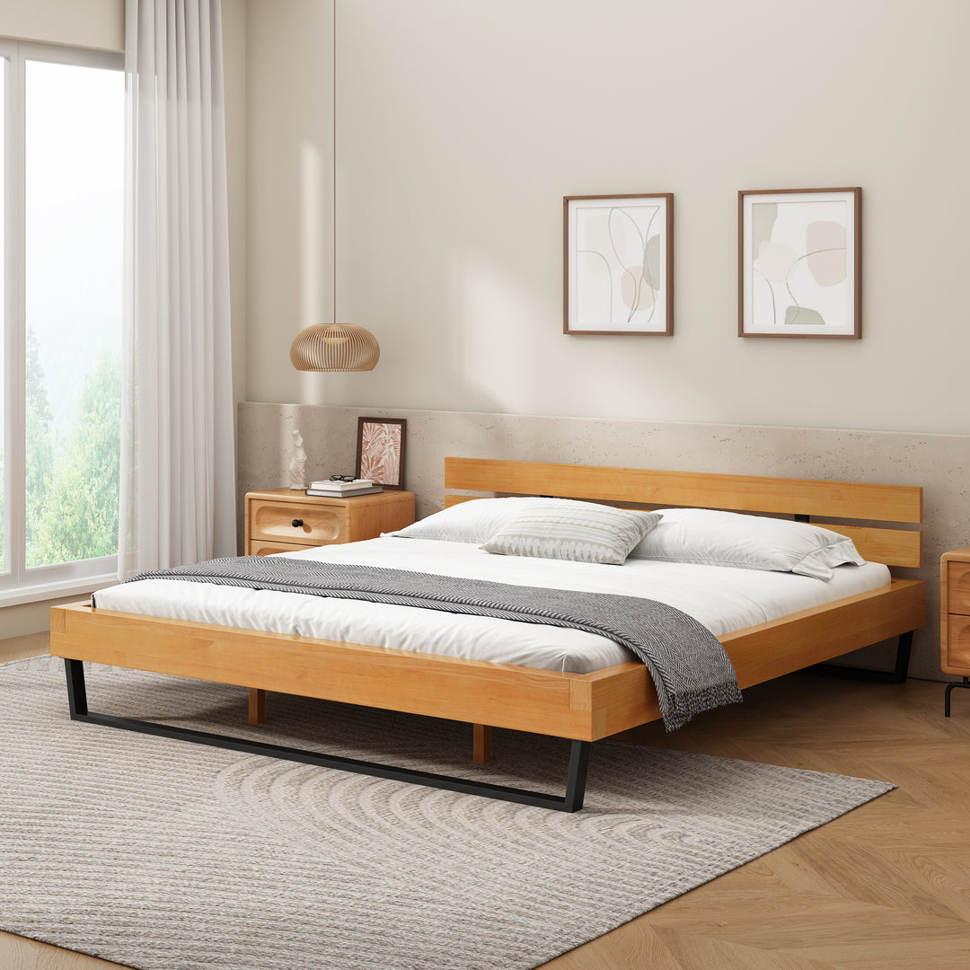 Pine and Iron King Bed Frame – Natural/Black