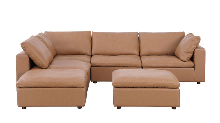 DivanItalia 1100 6-Piece Left Arm Facing 3-Seat Sectional – Top-Grain Italian Leather - Cognac