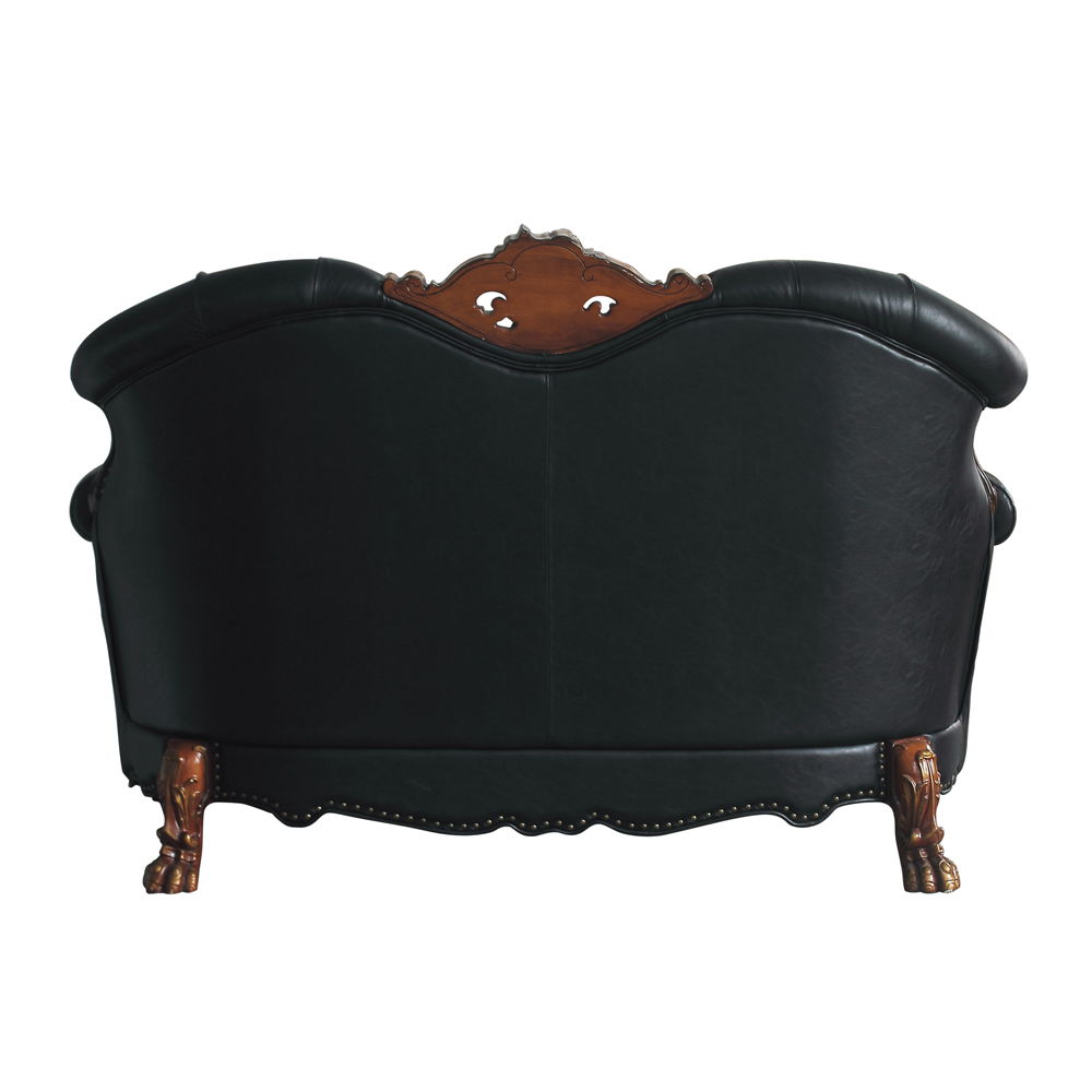 Dresden - Loveseat With 3 Pillows - Synthetic Leather & Cherry Oak