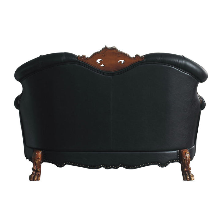 Dresden - Loveseat With 3 Pillows - Synthetic Leather & Cherry Oak