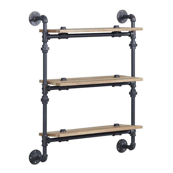 Brantley - 35" Wall Rack With 3 Shelves - Oak & Sandy Black