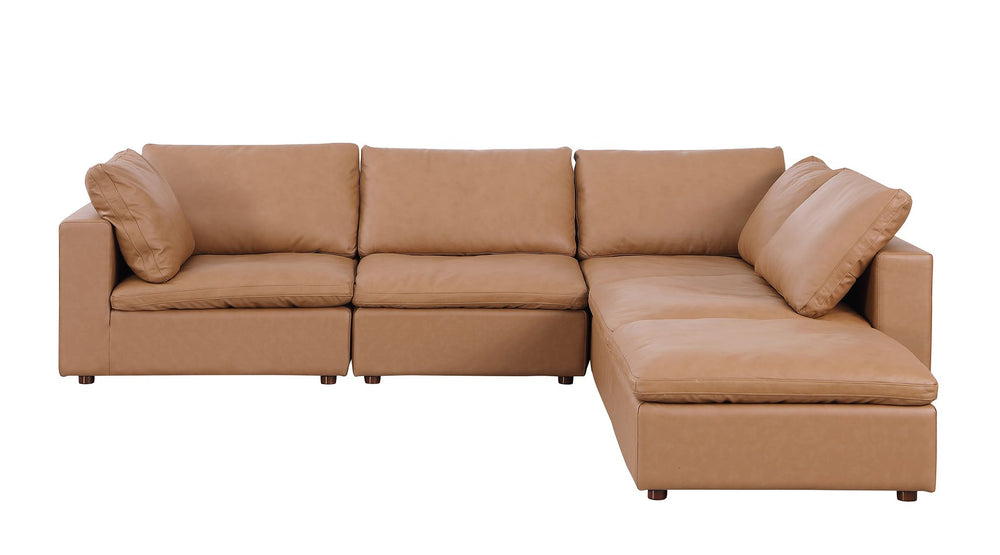 DivanItalia 1100 5-Piece Right Arm Facing 3-Seat Sectional – Top-Grain Italian Leather - Cognac