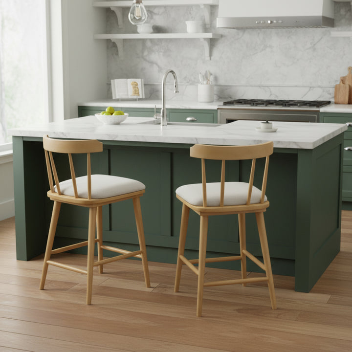 Olivia Windsor Counter Stool – Natural &amp; Beige (Set of 2)