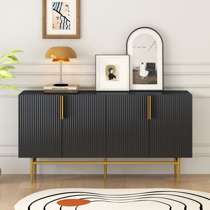 Modern Elegant 4-door Sideboard with Gold Metal Handle