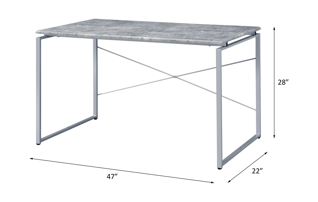 Jurgen - Writing Desk - Faux Concrete & Silver