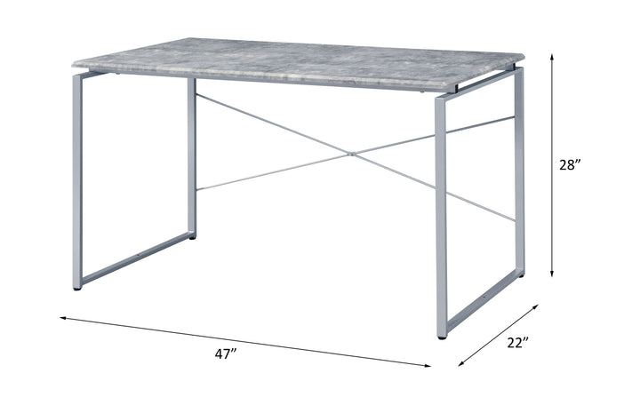 Jurgen - Writing Desk - Faux Concrete & Silver
