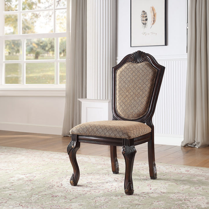 Chateau De Ville Side Chair (Set-2) in Fabric &amp; Espresso Finish