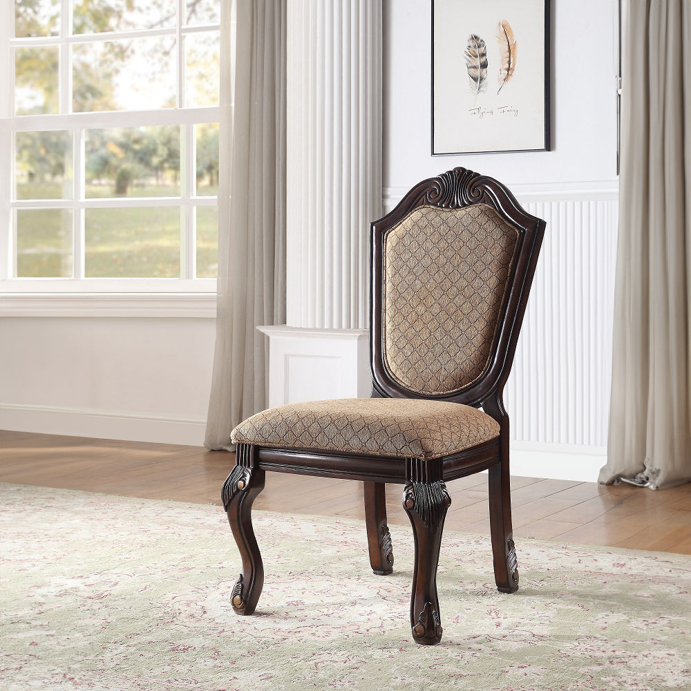 Chateau De Ville Side Chair (Set-2) in Fabric & Espresso Finish
