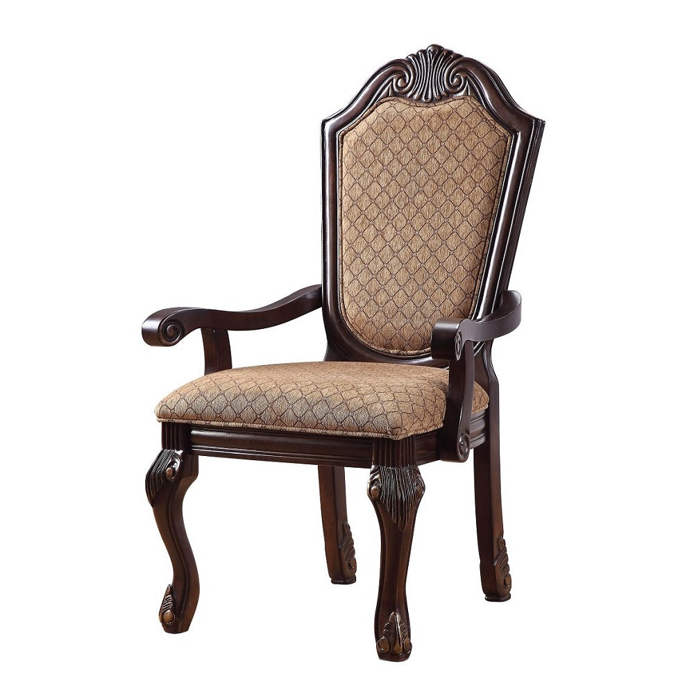 Chateau De Ville Arm Chair (Set-2) in Fabric & Espresso Finish