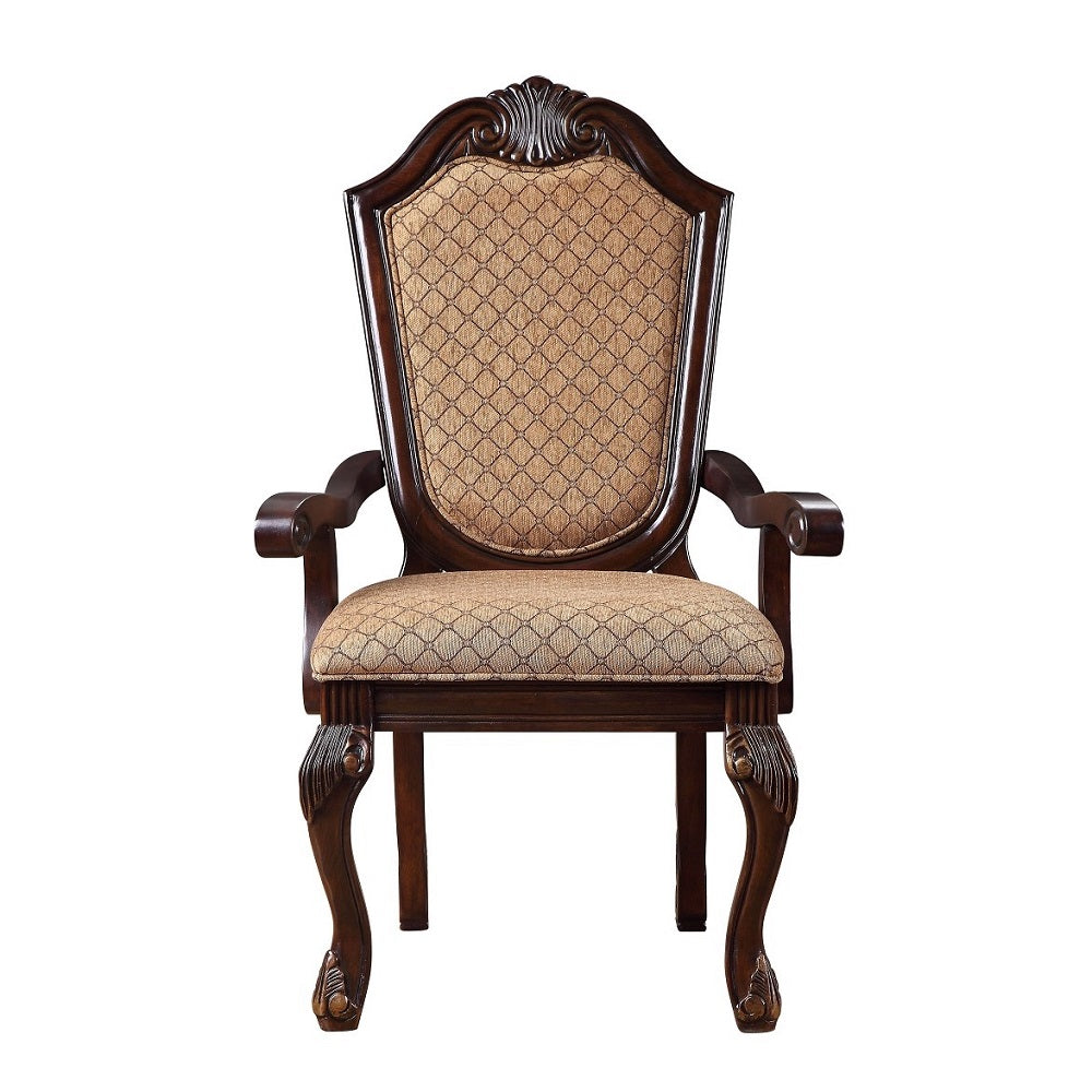 Chateau De Ville Arm Chair (Set-2) in Fabric & Espresso Finish