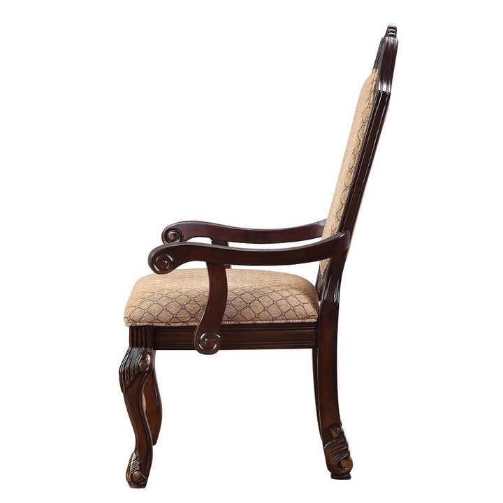 Chateau De Ville Arm Chair (Set-2) in Fabric &amp; Espresso Finish