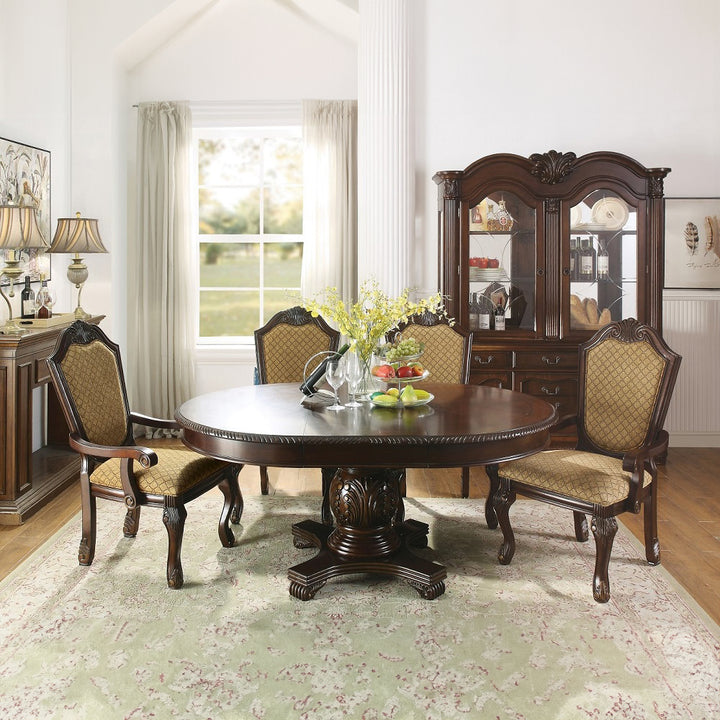 Chateau De Ville Arm Chair (Set-2) in Fabric &amp; Espresso Finish - lifestyle