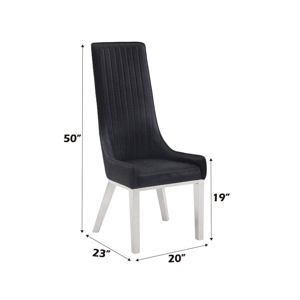 Gianna - Side Chair Set of 2) - Black Velvet & Stainless Steel