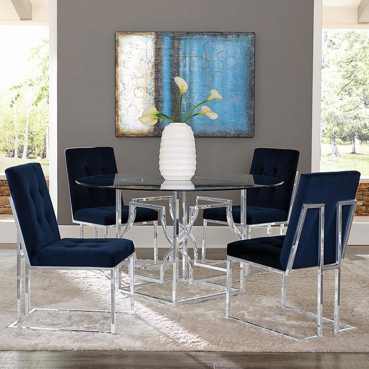 Starlight - Square Metal Dining Table Base - Chrome