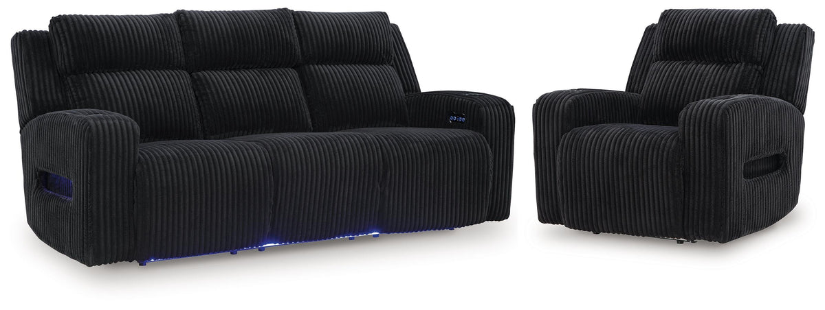 Belvarrow Power Reclining Sofa and Power Recliner - Black (1)