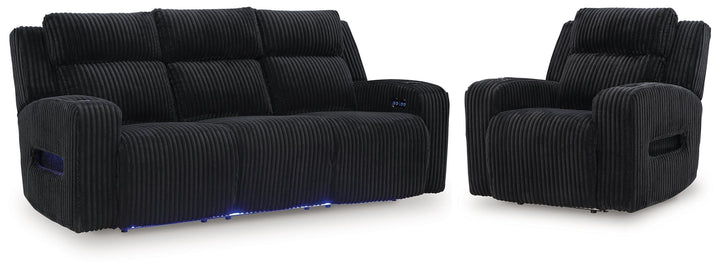 Belvarrow Power Reclining Sofa and Power Recliner - Black (1)