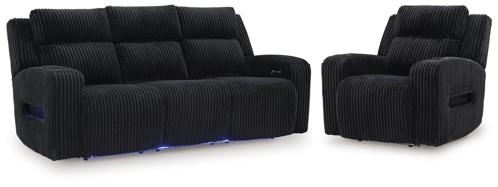 Belvarrow Power Reclining Sofa and Power Recliner - Black (1)