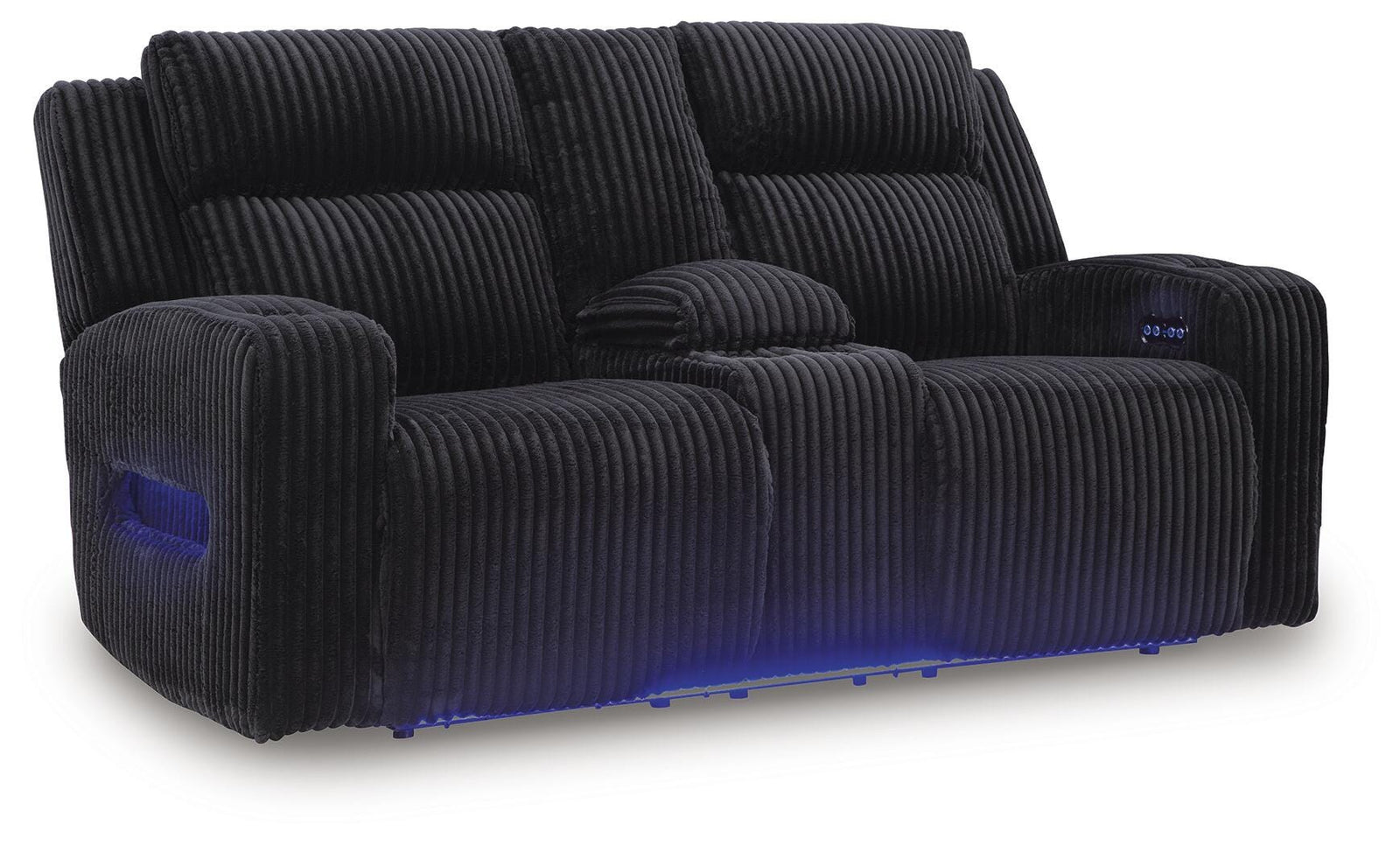 Forest Lake Power Reclining Loveseat with Console and Adjustable Headrest - Black (1)