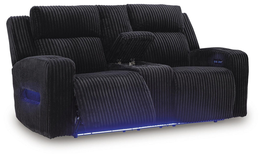Forest Lake Power Reclining Loveseat with Console and Adjustable Headrest - Black (3)