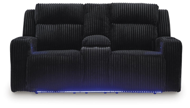 Forest Lake Power Reclining Loveseat with Console and Adjustable Headrest - Black (4)