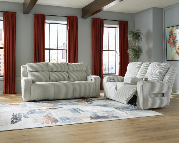 Carvara Power Reclining Sofa and Loveseat - Alloy (2)