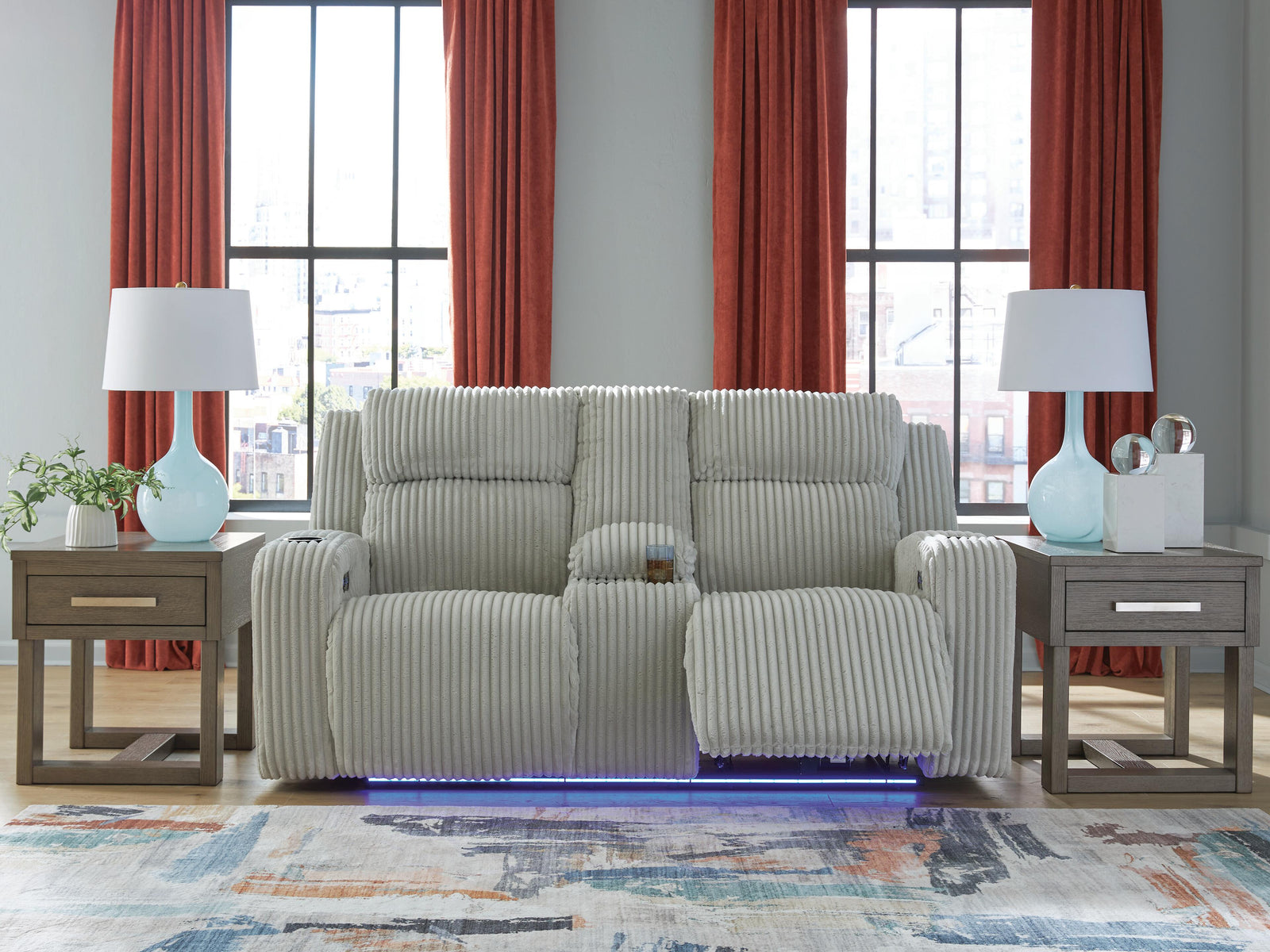 Forest Lake Power Reclining Loveseat with Console - Gray (2)