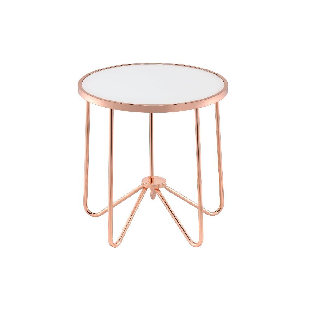 Alivia - End Table - Frosted Glass & Rose Gold