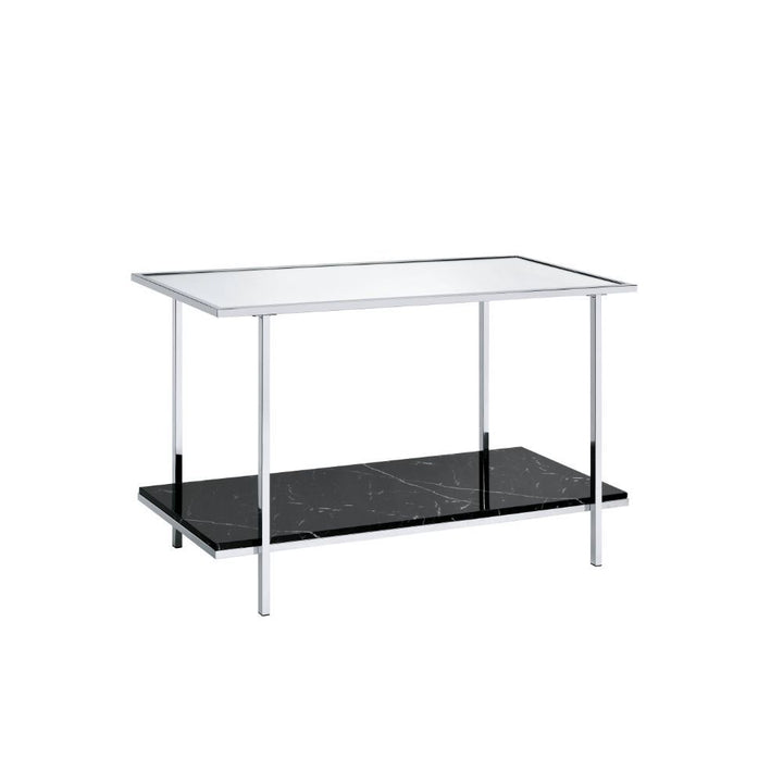 Angwin - Console Table - Mirrored, Faux Marble Top & Chrome