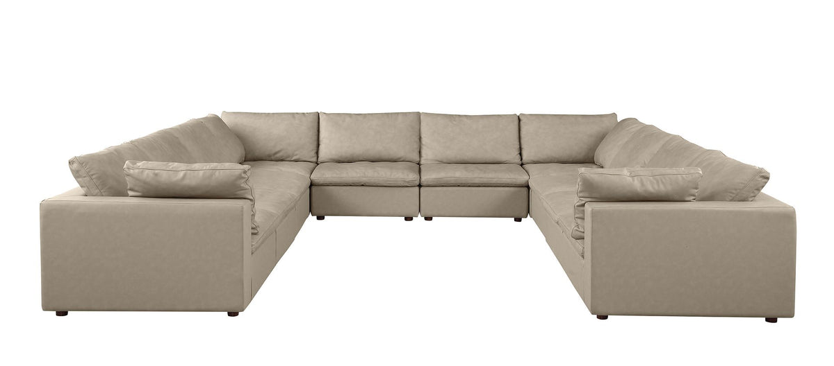 DivanItalia 1100 11-Piece U-Shaped Sectional in Top-Grain Italian Leather - Beige