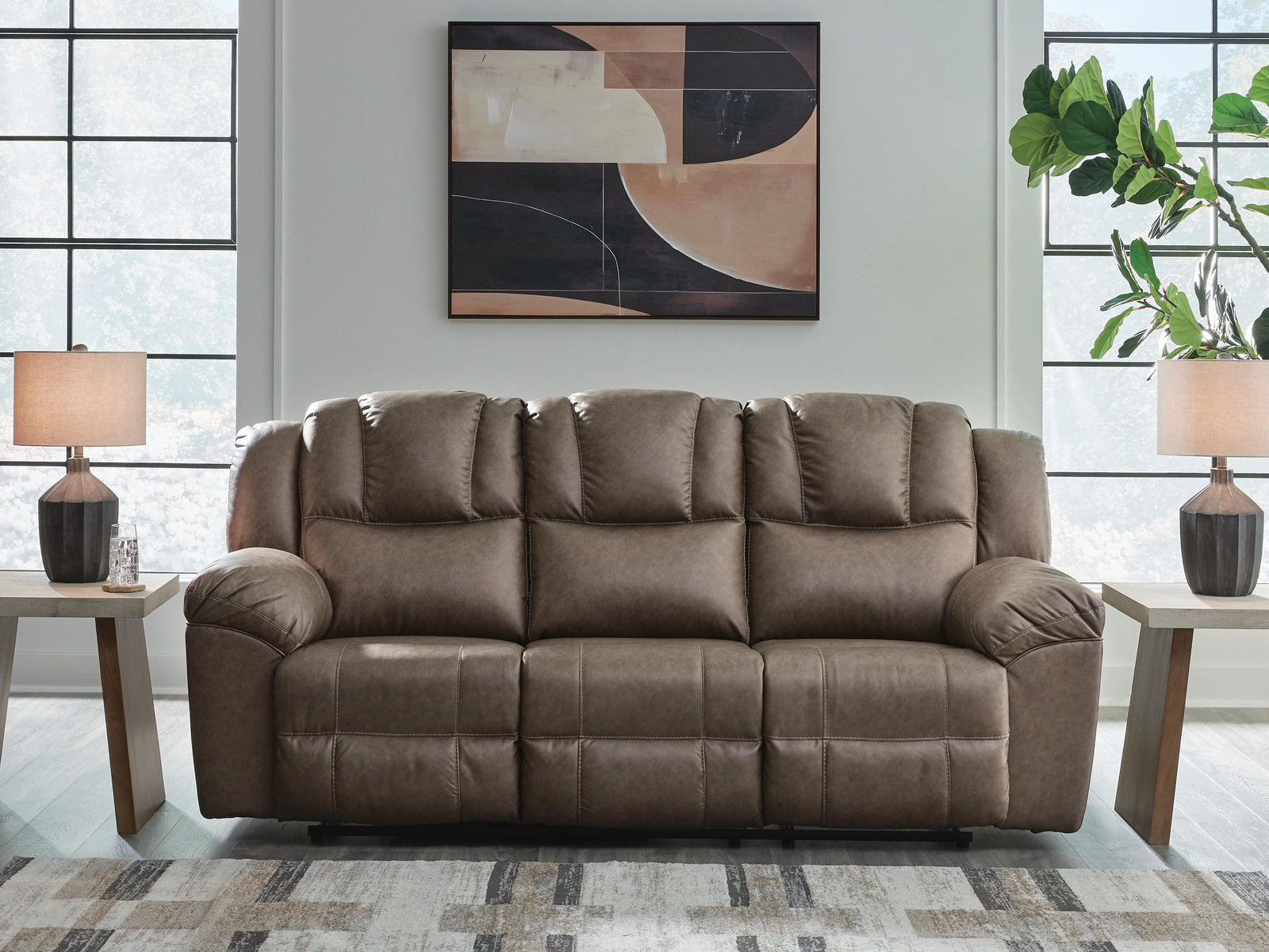 Lowilla Reclining Sofa - Dark Brown (2)