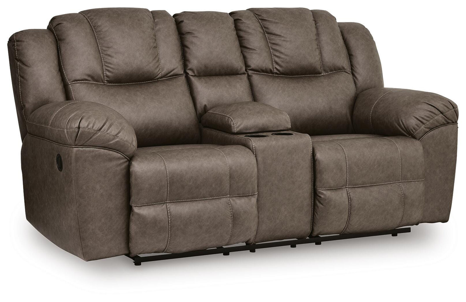 Lowilla Reclining Loveseat with Console - Dark Brown (1)