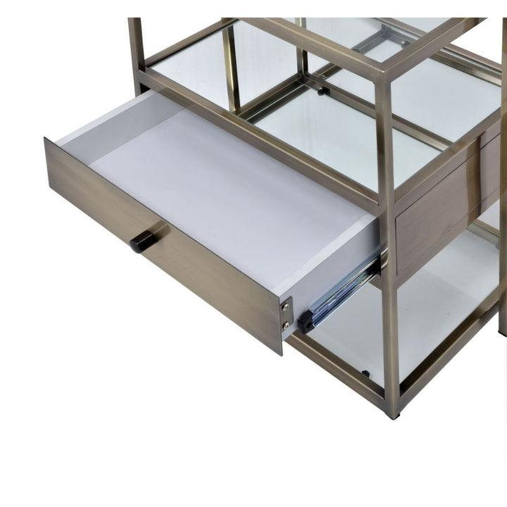 Enca - Nesting Table Set - Clear Glass & Antique Brass