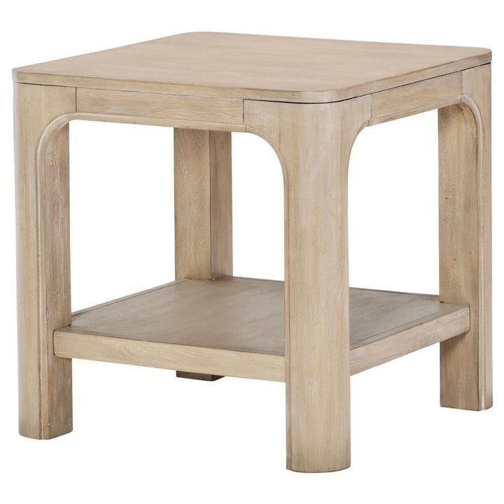 Solano - Square Wood Side End Table With Shelf - Weathered Mango