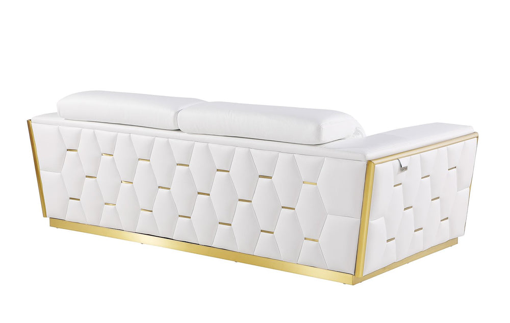 DivanItalia 1111 3-Piece Sofa Set with Adjustable Headrest in Top-Grain Italian Leather - White