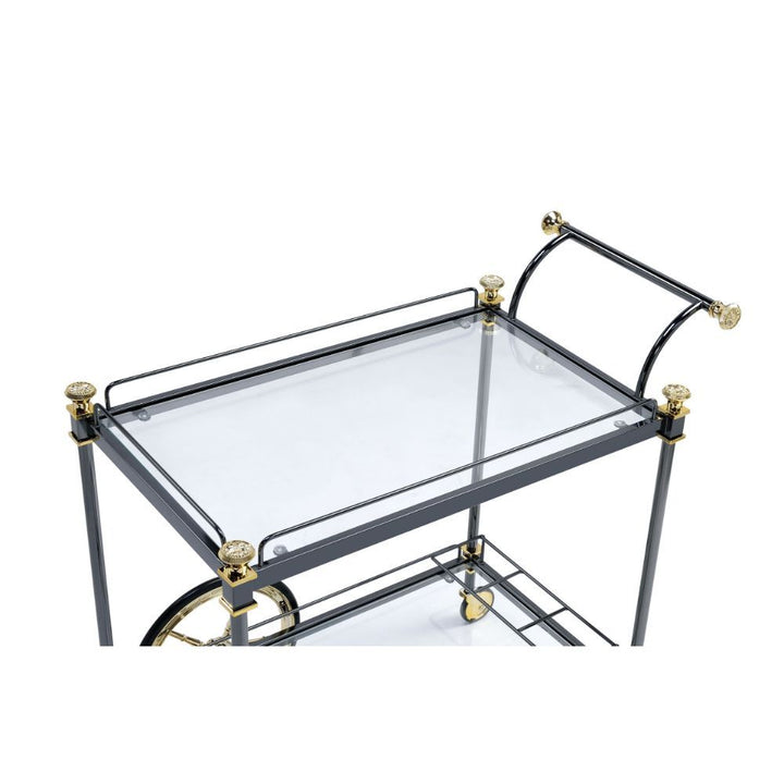 Cyrus - Serving Cart - Clear Glass & Black/Gold