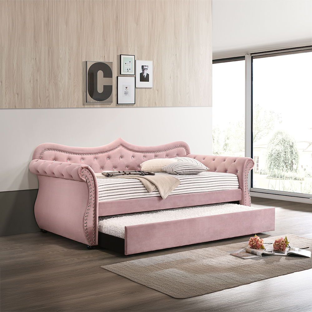 Adkins - Twin Daybed With Trundle - Pink Velvet