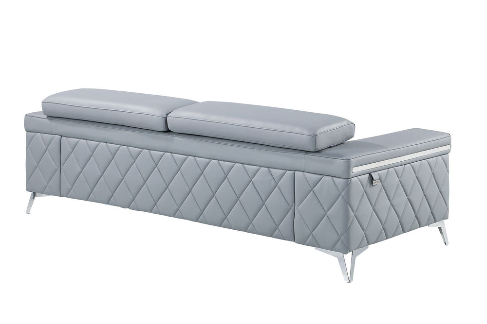 DivanItalia 1140 Sofa with Adjustable Headrest in Top-Grain Italian Leather - Light Blue