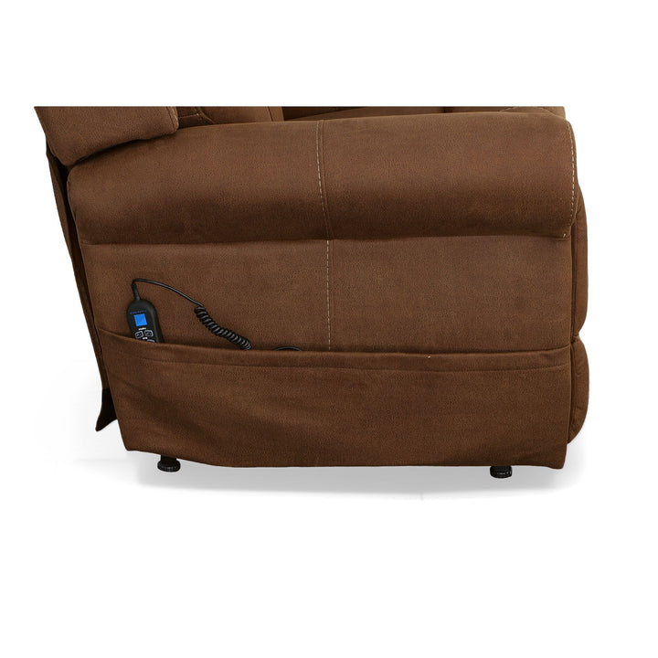 Stewart Power Lift Recliner With Power Headrest &amp; Lumbar Amber Brown
