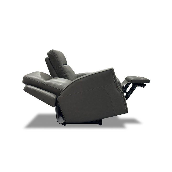 Maxwell Leather Power Reclining Loveseat with Power Headrests and Lumbar in Cinder