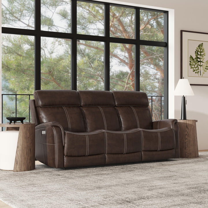 Flexsteel 1524-63PH-05070 View  Power Reclining Sofa With Console, Power Headrest & Lumbar  Dark Brown