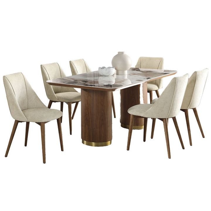 Willene - Dining Table With Ceramic Top - Ceramic Top & Walnut