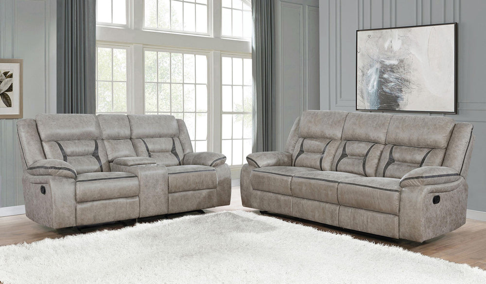 Coaster Furniture 651351-S2 Greer 2-piece Upholstered Reclining Sofa Set Taupe