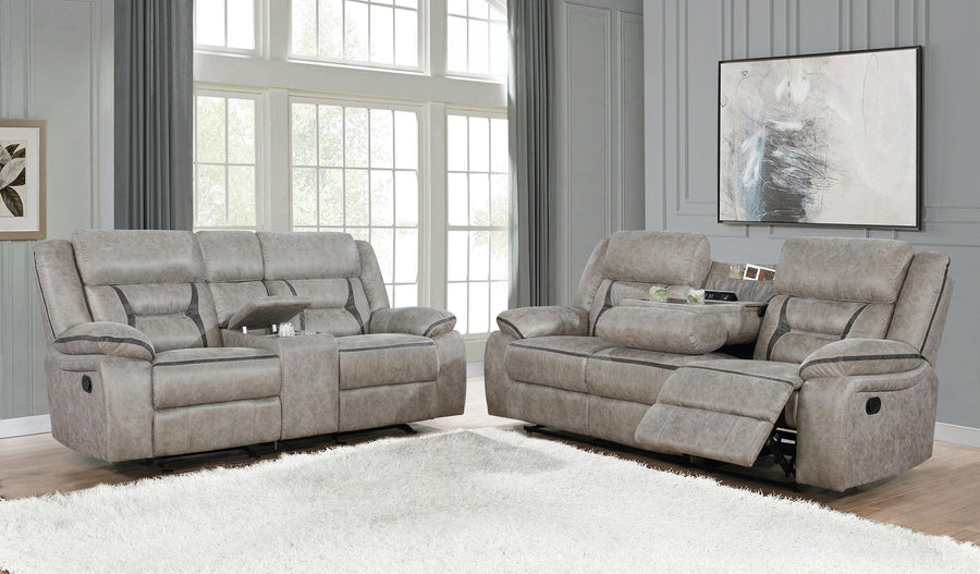 Coaster Furniture 651351-S2 Greer 2-Piece Upholstered Reclining Sofa Set Taupe