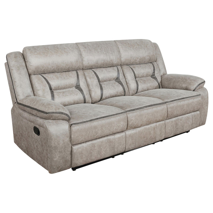 Coaster Furniture 651351 Greer Upholstered Motion Reclining Sofa Taupe