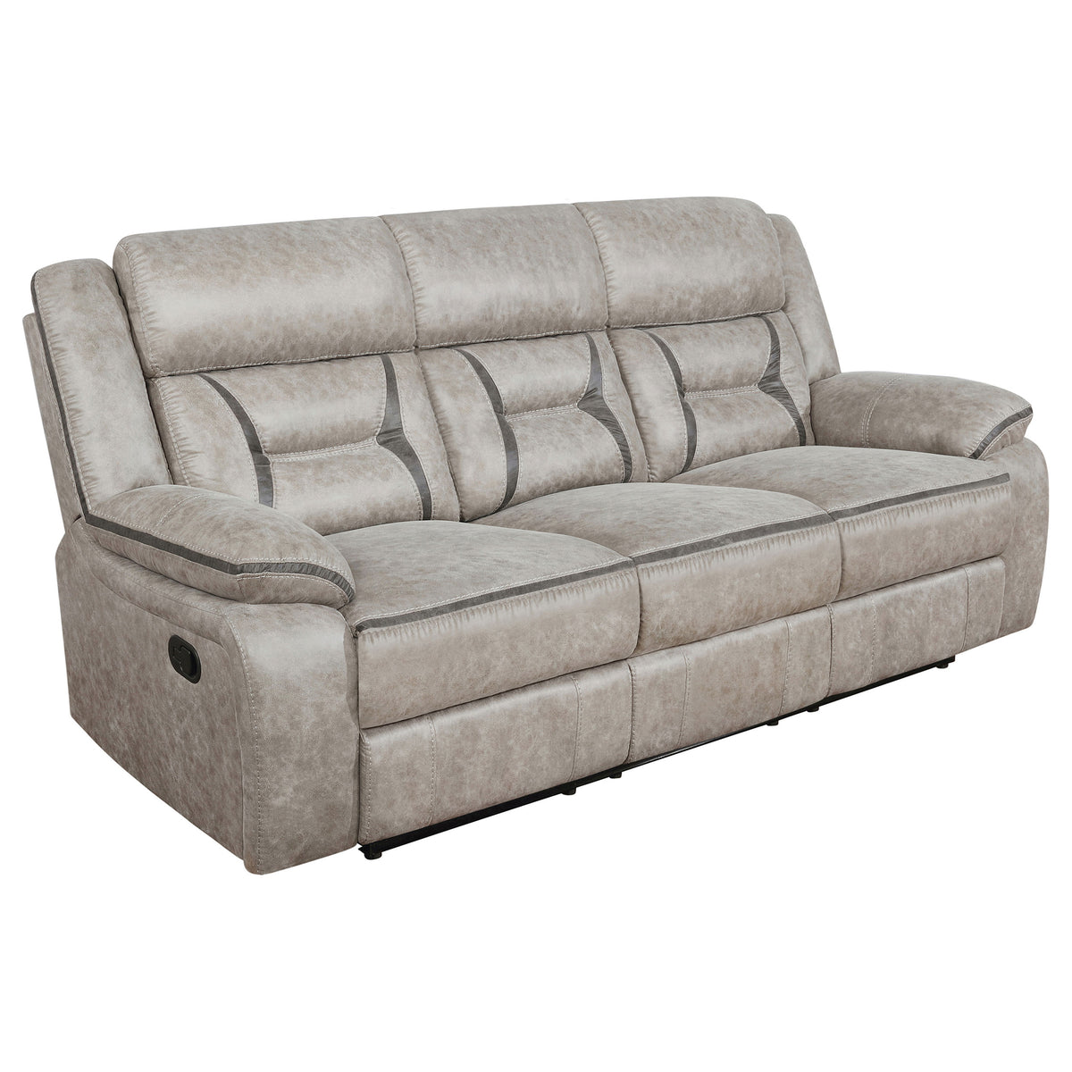 Greer - Upholstered Motion Reclining Sofa - Taupe
