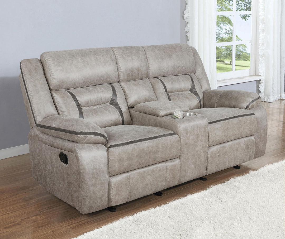 Coaster Furniture 651352 Greer Upholstered Motion Reclining Loveseat Taupe